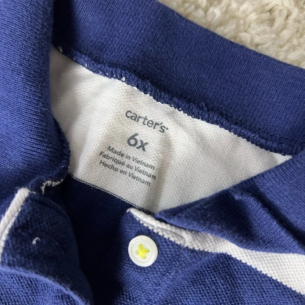 Girls 6X Carters Striped Navy and White Dress